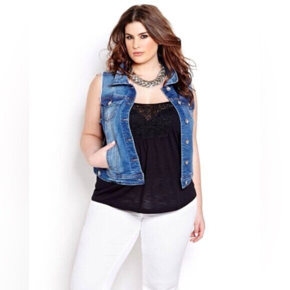Addition Elle Love & Legend Sleeveless Denim Vest Size 20 - Picture 1 of 10